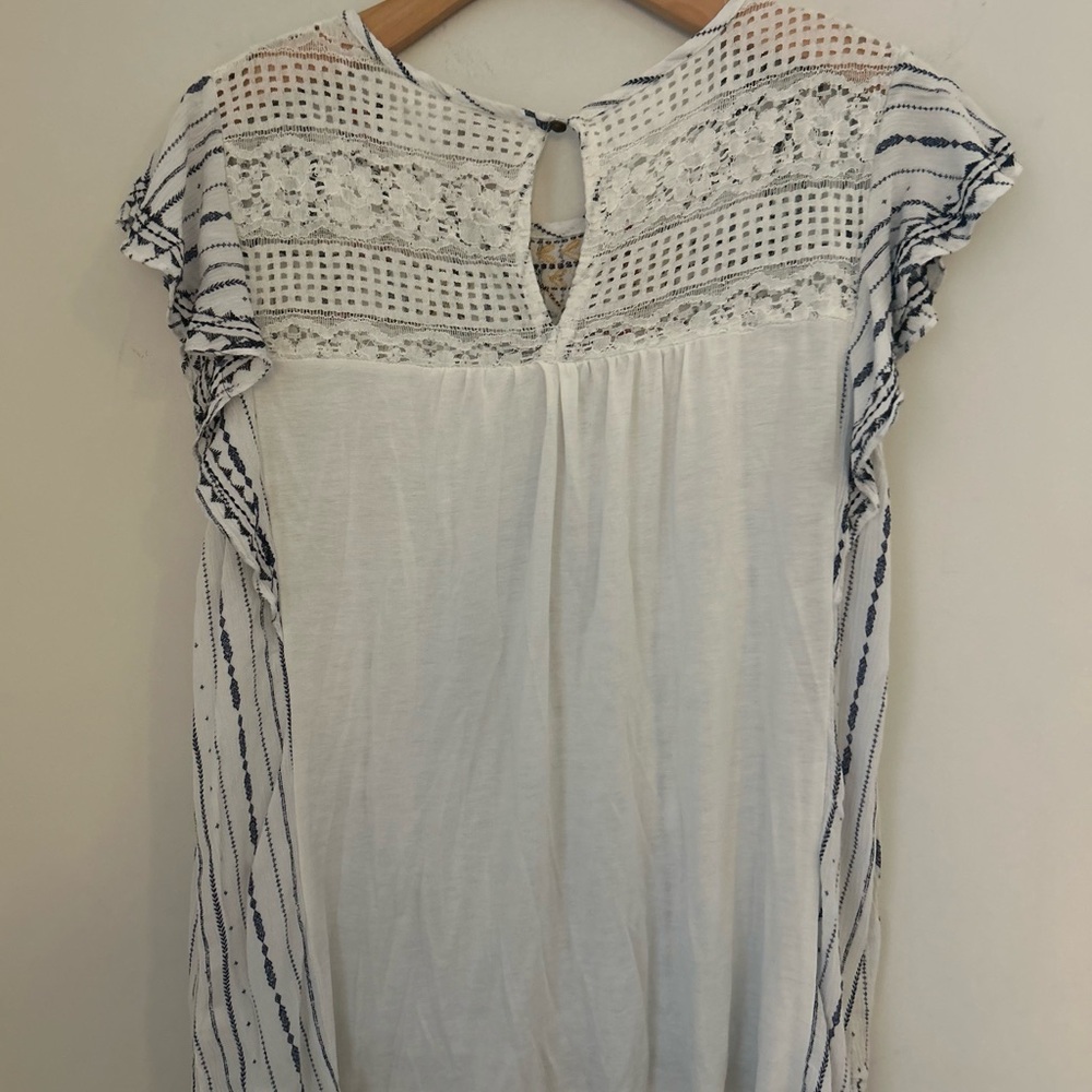 Knox Rose Boho Embroidered Blouse Flutter Sleeve Plus XXL Lightweight Lace - Picture 7 of 11
